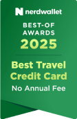 N nerdwallet BEST – OF AWARDS 2025 Best Travel Credit Card No Annual Fee