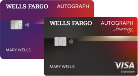 La tarjeta de crédito Wells Fargo Autograph Journey Visa Signature roja y negra que obtiene puntos.