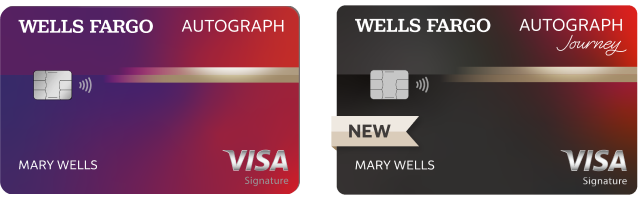 La tarjeta de crédito Wells Fargo Autograph Journey Visa Signature roja y negra que obtiene puntos.