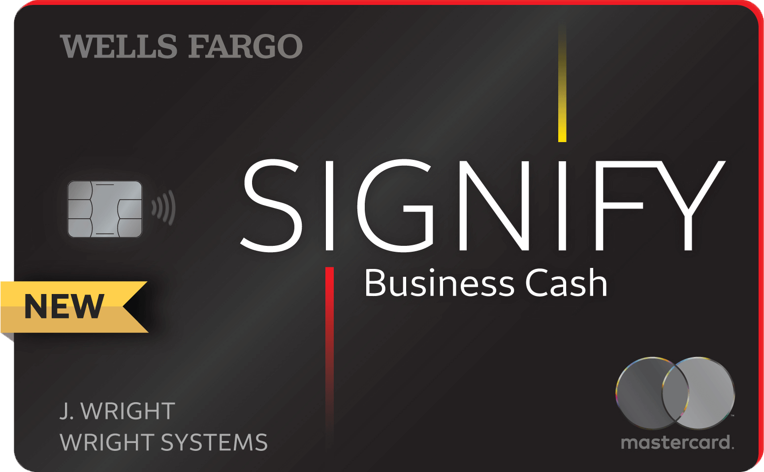 Wells Fargo Signify Business Cash Visa® Card with chip and contactless tap to pay technology.