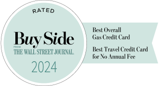 RATED Buyside FROM THE WALL STREET JOURNAL 2024 Best Overall Gas Credit Card Best Travel Credit Card for No Annual Fee