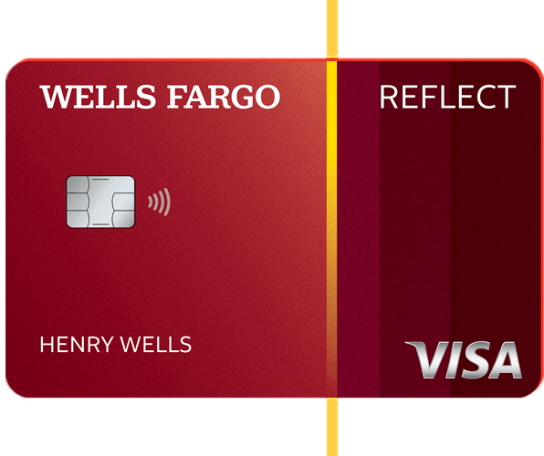 Wells Fargo Reflect Visa® Signature credit card with chip and contactless tap to pay technology.