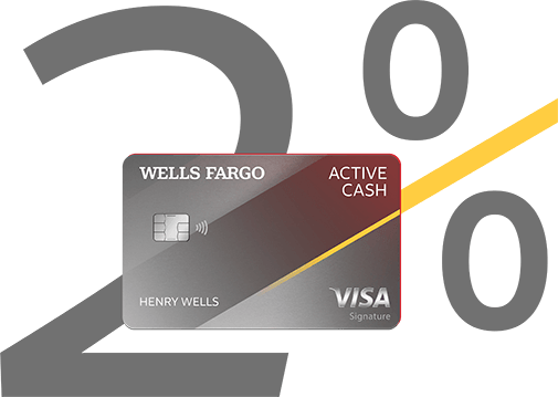 Wells Fargo Active Cash Visa® Signature Card with chip and contactless tap to pay technology.