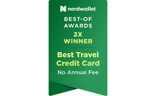 N nerdwallet BEST-OF AWARDS 2X WINNER Best Travel Credit Card No Annual Fee