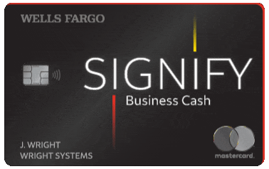 Wells Fargo Signify Business Cash (registered) Card with chip and contactless tap to pay technology.