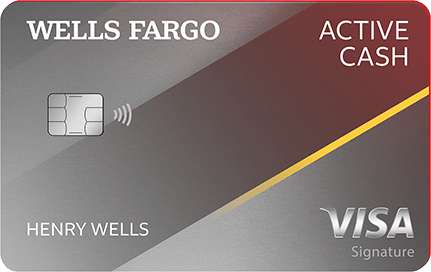 Wells Fargo Active Cash Visa® Card with chip and contactless tap to pay technology.