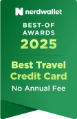 N nerdwallet BEST – OF AWARDS 2025 Best Travel Credit Card No Annual Fee