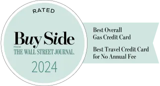 RATED Buyside FROM THE WALL STREET JOURNAL 2024 Best Overall Gas Credit Card Best Travel Credit Card for No Annual Fee